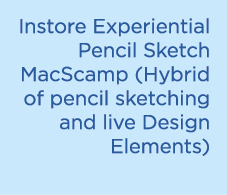 Instore Experiential Pencil Sketch MacScamp (Hybrid of pencil sketching and live Design Elements)