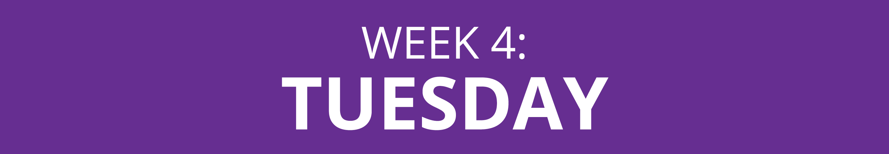 WEEK 4: TUESDAY