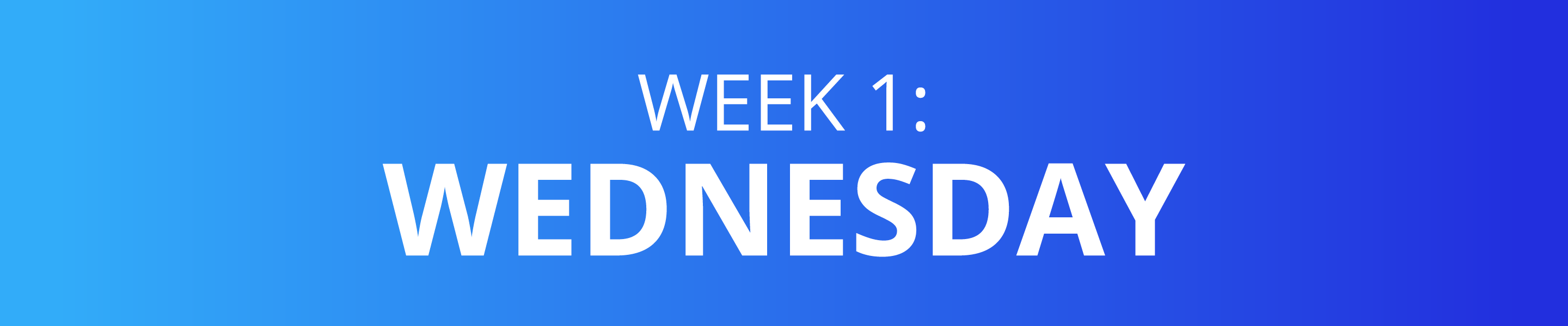 WEEK 1: WEDNESDAY
