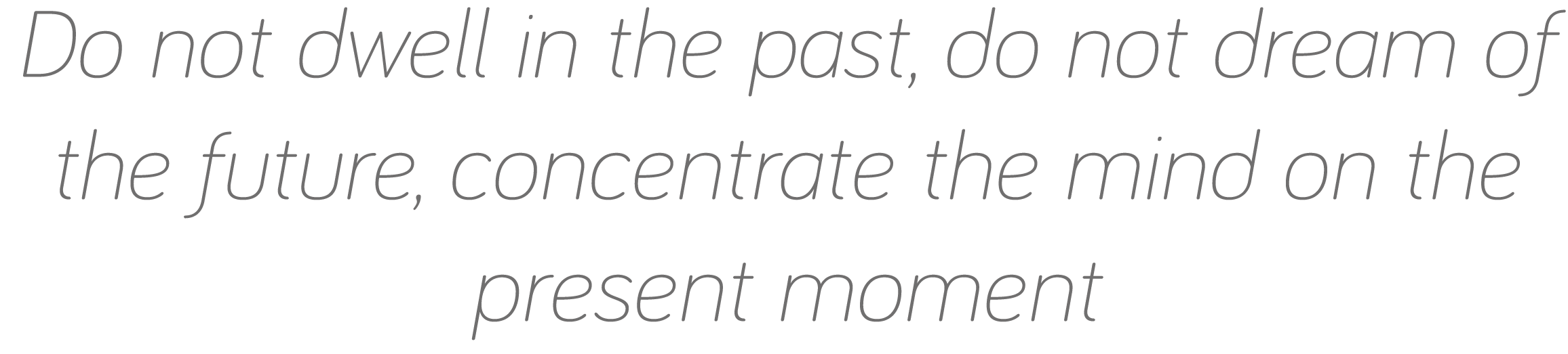 Do not dwell in the past, do not dream of the future, concentrate the mind on the present moment