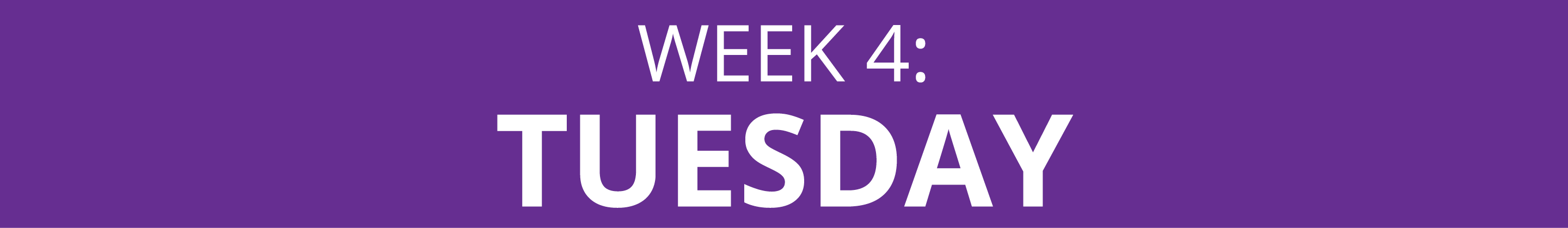 WEEK 4: TUESDAY