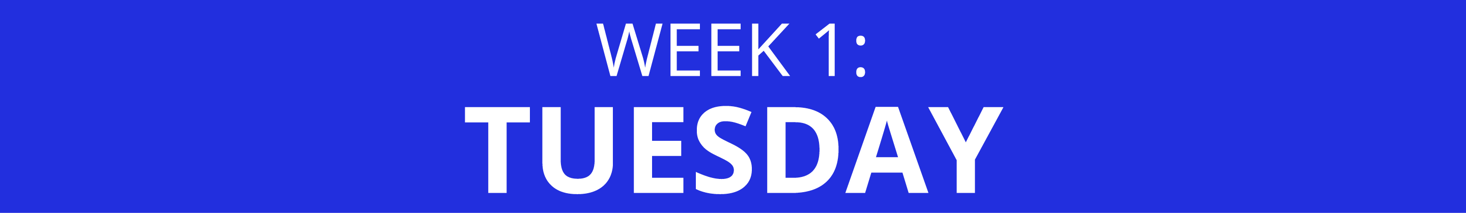 WEEK 1: TUESDAY