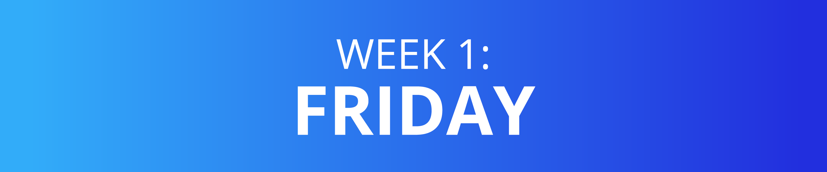 WEEK 1: FRIDAY