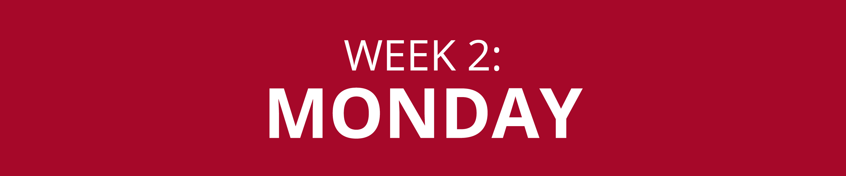 WEEK 2: MONDAY