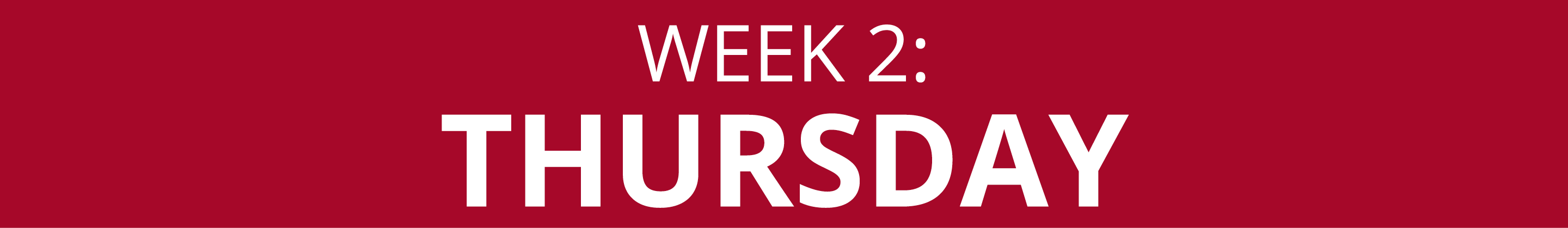 WEEK 2: THURSDAY