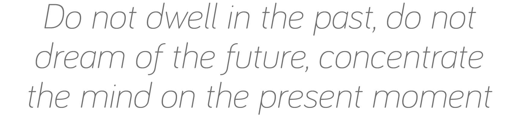Do not dwell in the past, do not dream of the future, concentrate the mind on the present moment
